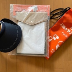 【3点】FILAサンバイザー、2970円相当新品タブレットケース、巾着
