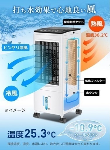 【新品未使用】【1台4役★】冷風機 冷風房 6L 大容量 急速冷却 キャスター付 リモコン付き