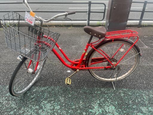 リサイクルショップどりーむ天保山店No1188自転車ママチャリ赤色 