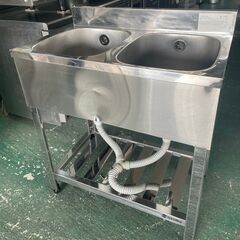 ★AZUMA 2槽シンク W750xD450xH800+90mmサイズ KP2-750★