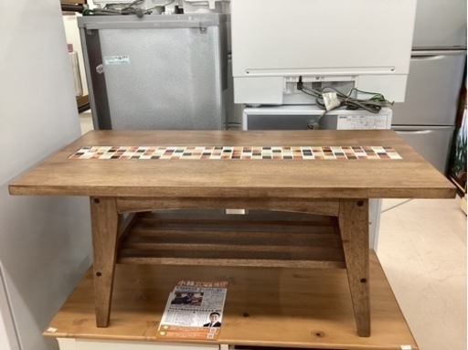 【美品】大川家具 タイル付き TESTA センターテーブル 美品】大川家具 タイル付き テスタ TESTA センターテーブル 可愛い