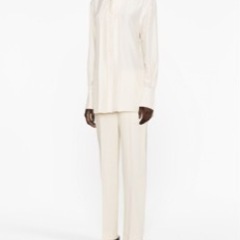 100%シルクシャツ White