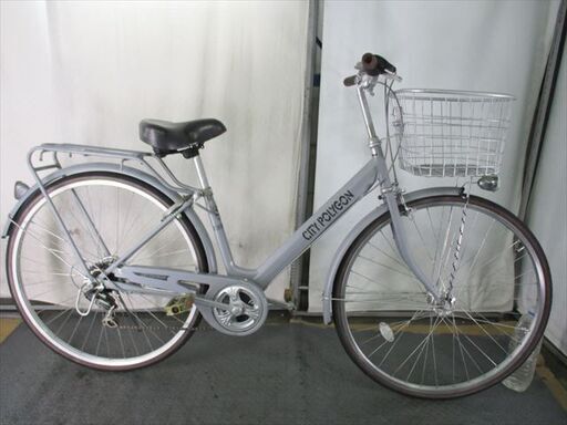 D536　★限定特価★ 中古自転車シティ 【ポリゴン　27インチ　　グレイ　6段　LEDオートライト 】