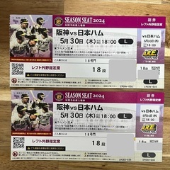 5月30日阪神vs日本ハム★観戦チケット2枚