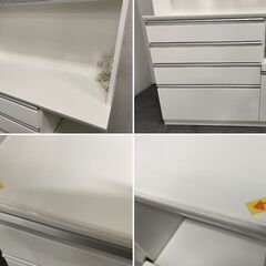 NITORI/ニトリ キッチンボード レジューム ロータイプ 幅120 ソフトクローズ 高機能レール アルミ ホワイト 中古家具 店頭引取歓迎 R8282