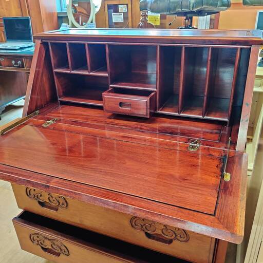 愛品倶楽部柏店】唐木家具 花梨無垢材 ライティングビューロー