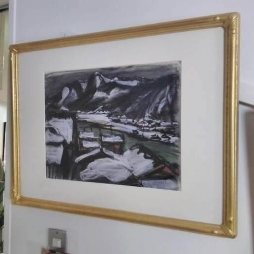 引取限定岐阜店絵画 雪景色 河井 達海 フレーム付 展示品現状販売（キズ）