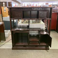 🌟岐阜店限定🌟飾り棚 CT-4 WM 松竹梅彫 総花梨 和テイスト ※引き戸は両面使用可能です 展示品現状販売（キズ）