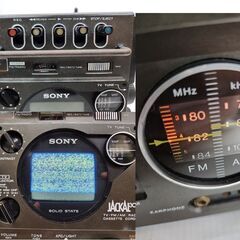 昭和レトロ SONY JACKAL300 FX-300 白黒テレビ付きラジオ FM/AM 