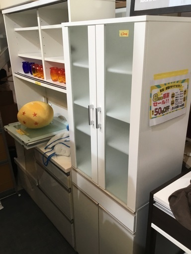 配達可　【食器棚】【キッチンボード】【棚】【収納】【キッチン収納】クリーニング済み【管理番号12405】