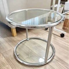 サイドテーブル　丸型　ガラス
