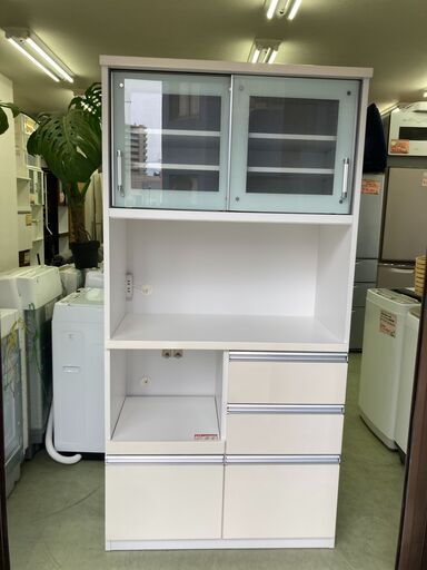 【リサイクルショップ　ピカソ　小松原】幅80 ホワイトエナメルレンジボード 食器棚  レンジ台★4606★