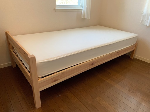 【値下げ6000円】無印良品 パイン材ベッド（シングル）\u0026 専用マットレス