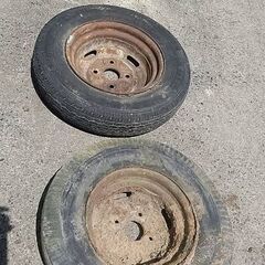 ジャンク 廃タイヤ 2本セット ホイール付き 廃材 古いタイヤ 