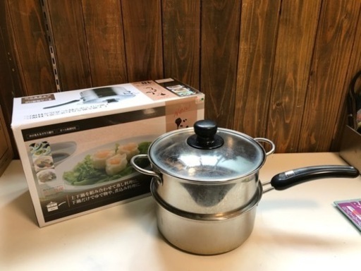 New  だんらん  片手2段蒸し器  \n18㎝