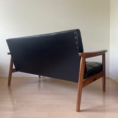 カリモク 60 2シーター Kチェア ブラック レザー ソファ 美品