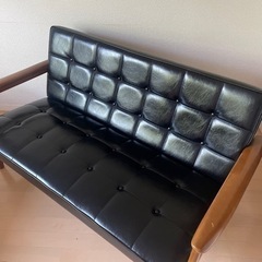 カリモク 60 2シーター Kチェア ブラック レザー ソファ 美品