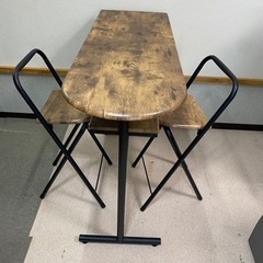 【決まりました】バーカウンターテーブル　3点セット　テーブル　椅...