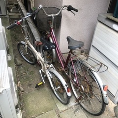 自転車　２台　パンクしています。自転車 クロスバイク
