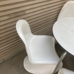 テーブルセット　イス4脚　パントンチェア　アンティーク　レトロ　家具　