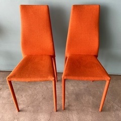 布地　オレンジ　椅子　２脚