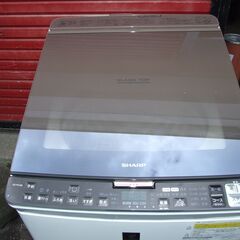 【紋別市発】全自動洗濯機 10kg　ＳＨＡＲＰ　シャープ　縦型洗濯乾燥機 　ブラウン系　 [洗濯10.0kg /乾燥5.0kg /ヒーター乾燥(排気タイプ) /上開き] 　ＥＳ－ＰＸ１０Ｂ－Ｔ　プラズマクラスター　2017年製　ガラストップ　中古動品