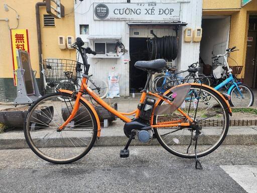 電動自転車　パナソニック　２６インチ　充電器　バッテリー　付き　３変速　オレンジ　配達可能