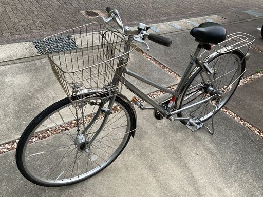 自転車 3段 27インチ シルバー オートライト shikishima シティー