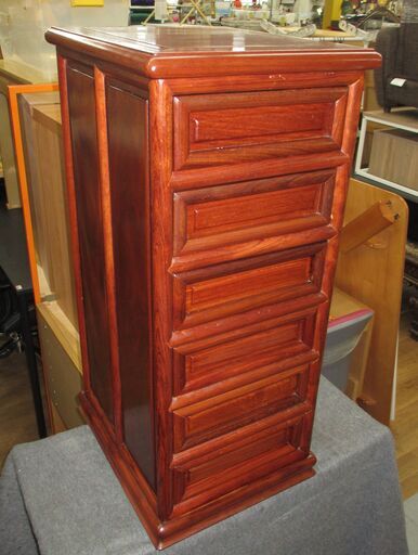 R538 高級唐木 唐木家具 花梨材 総無垢 7段 チェスト / 整理タンス 収納家具 Used・美品