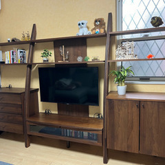 日本製　無垢材　ウォールナット材　テレビボード三点セット