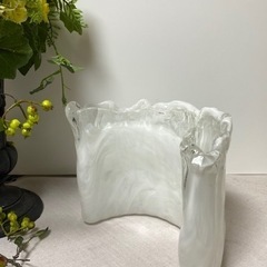 アートガラス ハンドメイド 花器 フラワーベース マーブル グラ...