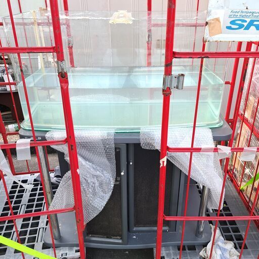 ［再々値下げしました♪］90センチ 曲面 水槽『 NISSO ニッソー クリアスティングレーR313 / 専用キャビネット セット / USED』
