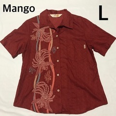 マンゴー　Mango　かりゆしシャツ　かりゆしウェア　L　赤　鳳...