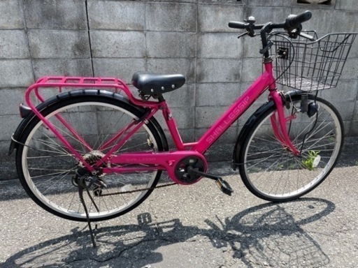 自転車 ピンク 黒 ブラック 26インチ