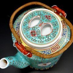 中国景徳鎮 粉彩唐蓮花紋 萬壽無疆 長筒茶壷 茶杯 4