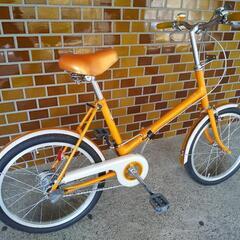 ■受付終了■個性あるスケルトンオレンジの折りたたみ自転車、20イ...
