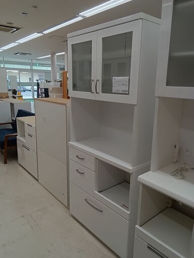 ★ジモティ割あり★  食器棚 ホワイト W80×D38×H180 クリーニング済み TC3044