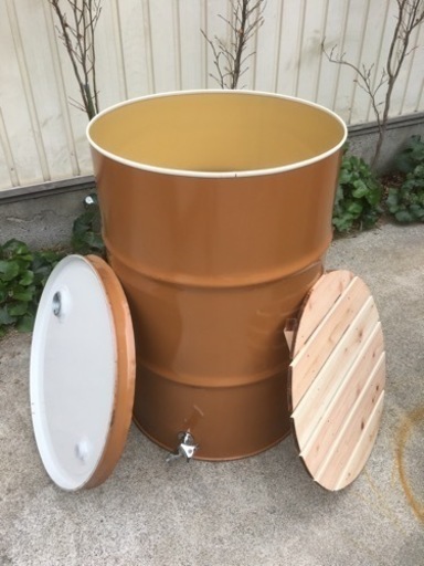 ドラム缶風呂 排水蛇口とすのこ付き 蓋あり