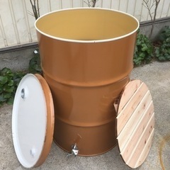 【ネット決済・配送可】ドラム缶風呂 排水蛇口とすのこ付き 蓋あり