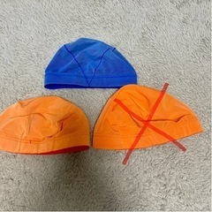 子供用　水泳帽　オレンジ　ブルー　水泳キャップ