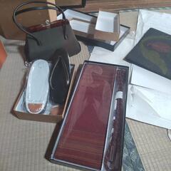 大島紬 帯 長襦袢 バック 草履 帯締め 帯揚げの７点お出掛けセット