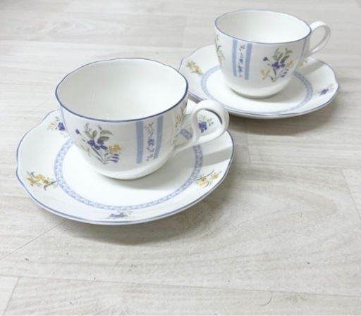 【中古品】Noritake ノリタケ Primachina プリマチャイナ HERB MEMORY ハーブメモリー カップ\u0026ソーサー 2客セット　 生活雑貨 食器 コーヒー ティー