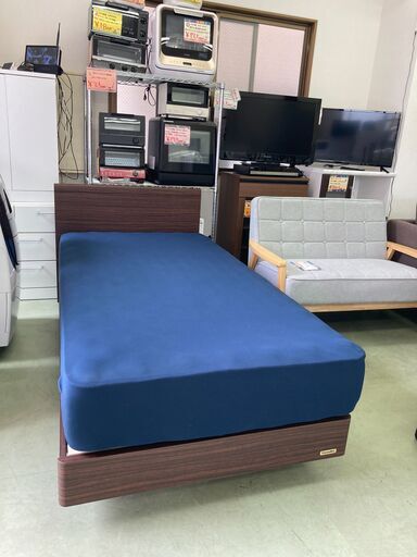 【リサイクルショップ　ピカソ　小松原】【美品】フランスベッド シングルベッドセット（レッグタイプ）ダークブラウン★2223★