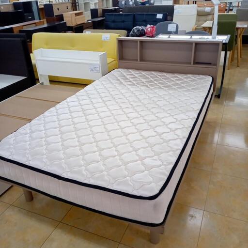 ★ジモティ割あり★  セミダブルベッド ベージュ H33.5/86.5×D211×W120 クリーニング済み OJ4425