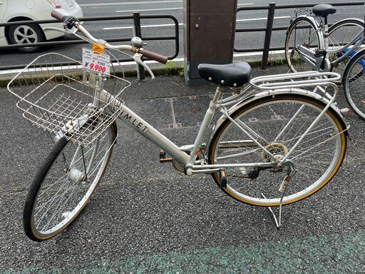 リサイクルショップどりーむ天保山店　No1194　自転車　ママチャリ　シルバー　27インチ　6段ギア付き　LEDオートライト付き