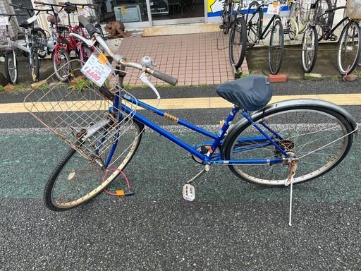 リサイクルショップどりーむ天保山店　No1195　自転車　ママチャリ　青　ベル付き　LEDライト付き