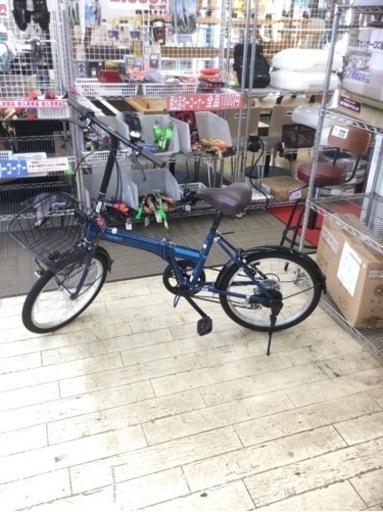 【✨通勤❗️通学に❗️✨カゴ付き❗️✨鍵付き❗️✨】20インチ折りたたみ自転車　ブルー  折りたたみ  自転車  鍵付き