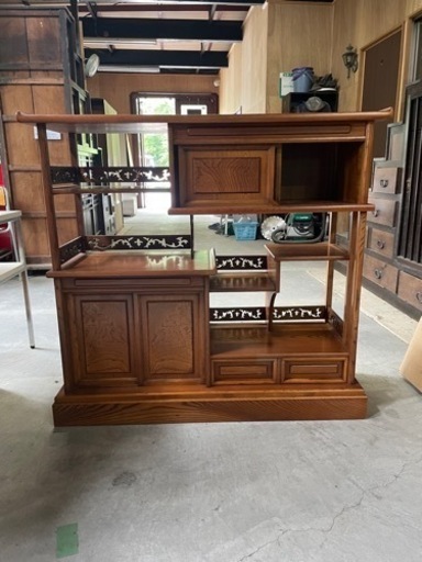 茶箪笥　飾り棚　家具 収納家具 キャビネット　ケヤキ