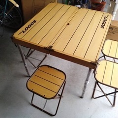● LOGOS Wooden Table & Chair キャン...