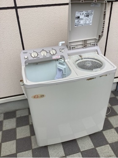 HITACHI 日立 二層式洗濯機 洗濯容量4.5kg 脱水容量5kg 水流2段切換 青空 PS-H45L形 2019年製 動作確認済み